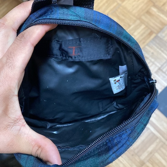 Vintage Walt Disney World Mickey Mouse Green Blue Plaid Mini Backpack - Picture 3 of 13